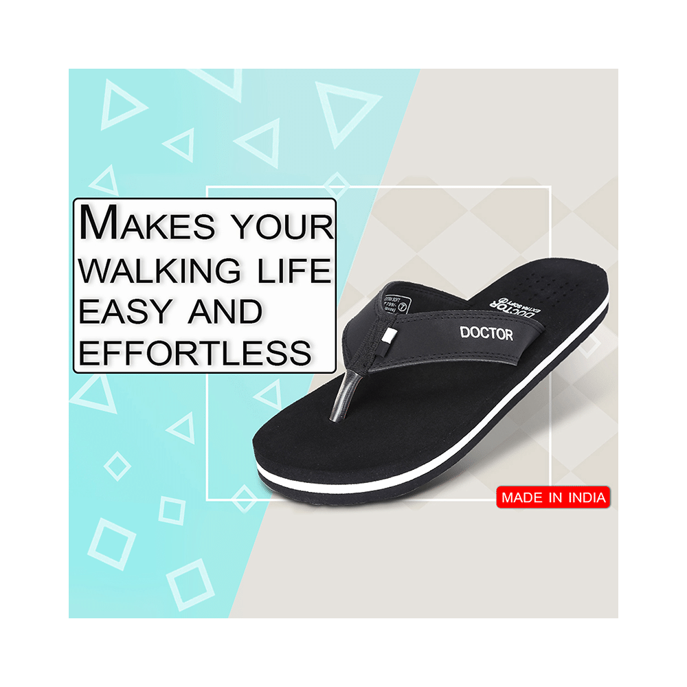 Doctor Extra Soft D24 Orthopaedic | Diabetic | Comfortable | MCR | Flip-Flop for Men Black 7 - Image 9