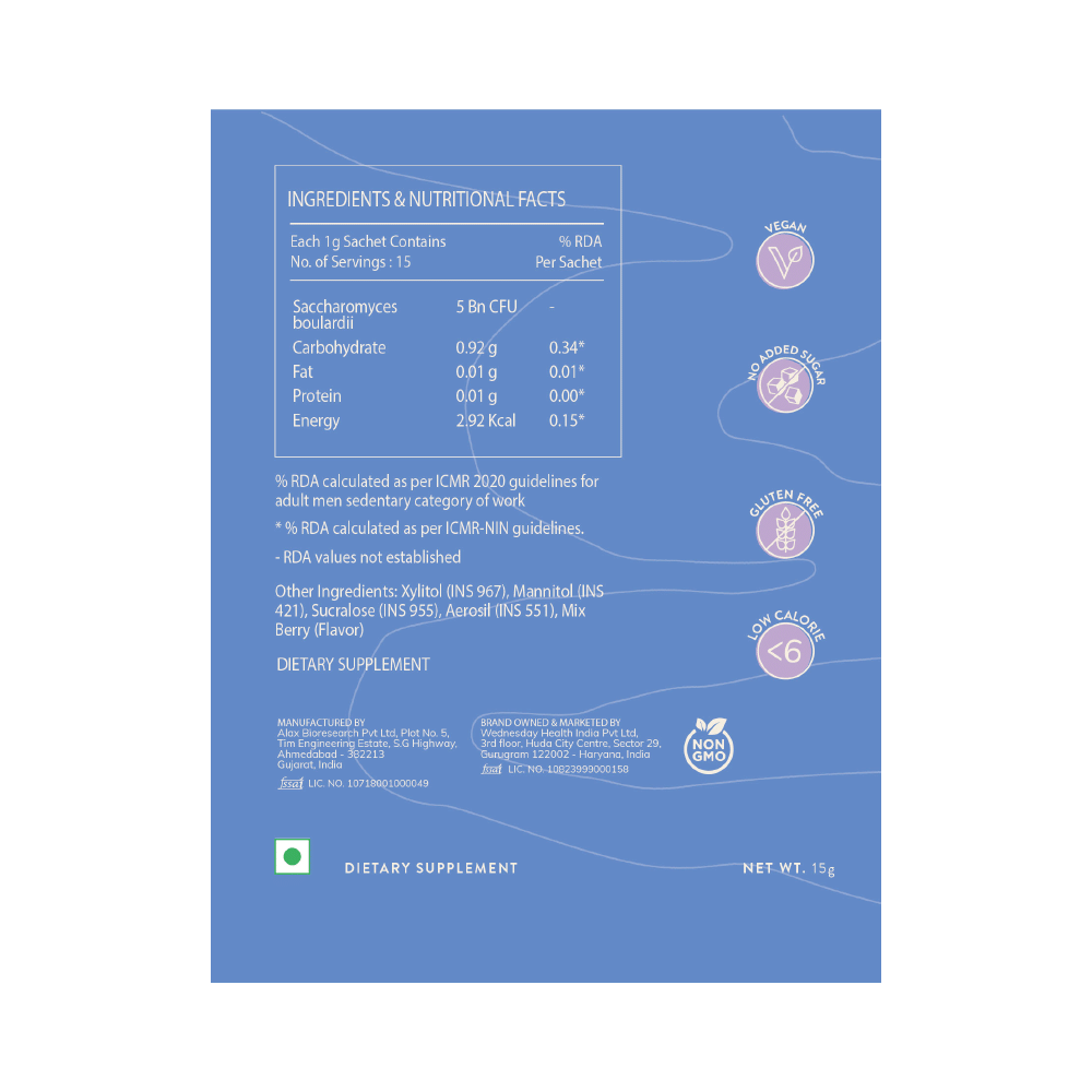 Sova Plug The Flow Sachet for Diarrhoea & Upset Stomach  (1gm Each) Berry Iced Tea - Image 3