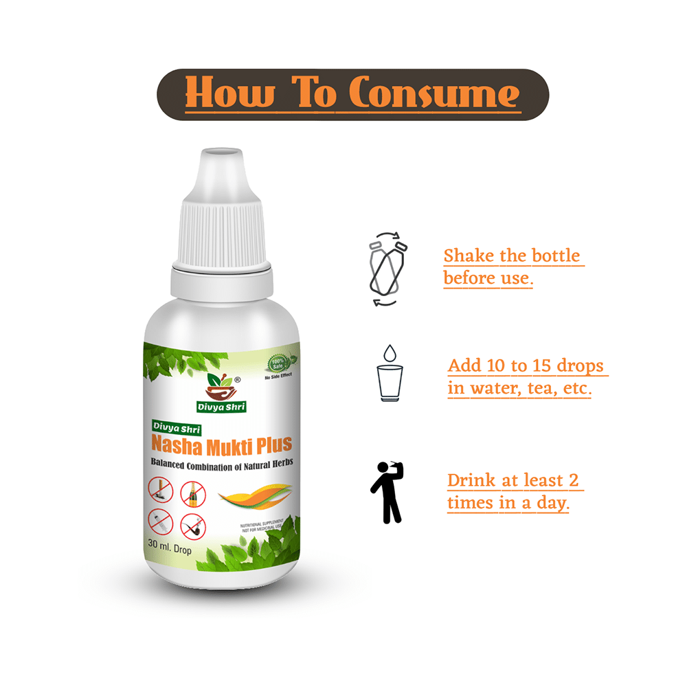 Divya Shri Nasha Mukti Plus Drop Balanced Combination of Natural Herbs (30ml Each) - Image 3