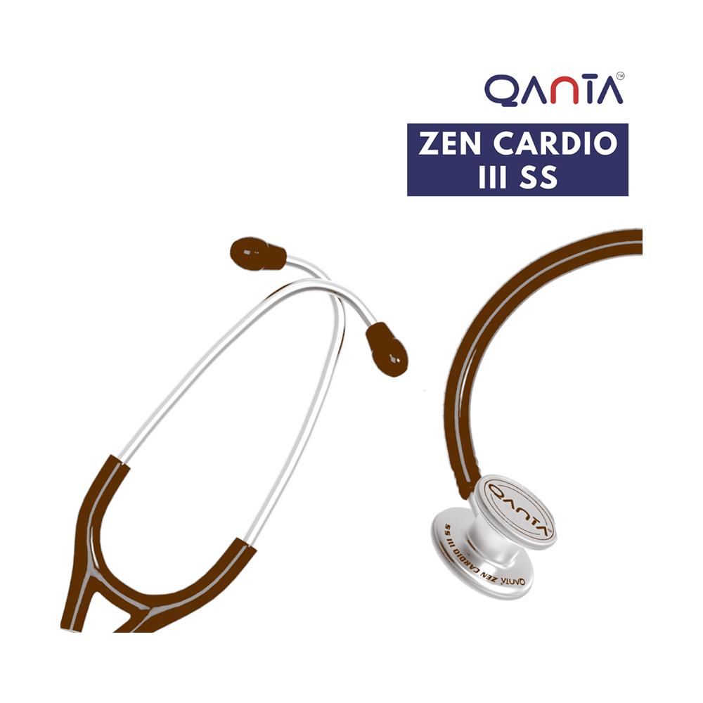 Qanta QA-1170 Zen Cardio III SS Cardiology Stethoscope, SS & Dual Head Chest Piece Brown - Image 3