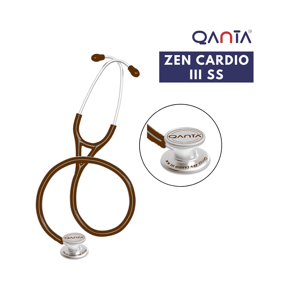 Qanta QA-1170 Zen Cardio III SS Cardiology Stethoscope, SS & Dual Head Chest Piece Brown - Image 2