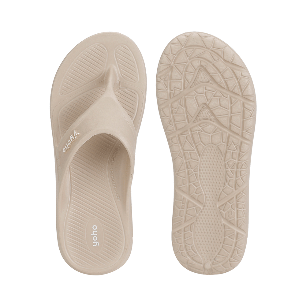 Yoho Lifestyle Acupressure Flip Flops for Men Beige 6 - Image 2