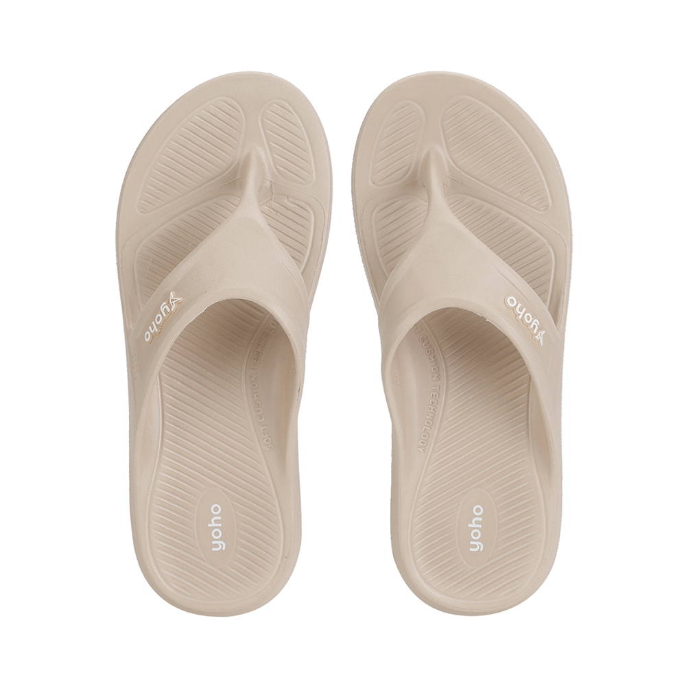 Yoho Lifestyle Acupressure Flip Flops for Men Beige 6 - Image 1