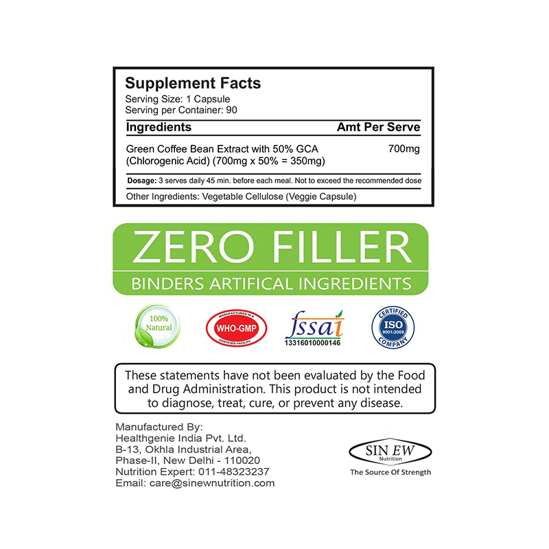Sinew Nutrition Green Coffee Beans Extract 700mg Capsule - Image 3