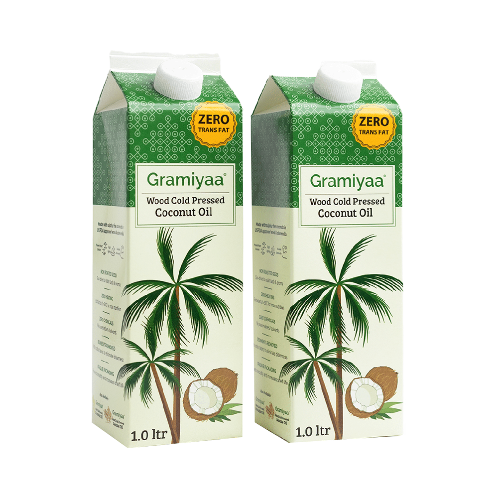 Gramiyaa Wood Cold Pressed Coconut Oil (1Ltr Each) - Image 1