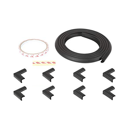 Safe-O-Kid Unique High Density L-Shaped 2mtr Long Mini 2 Edge Guard with 8 Corner Cushions Black - Image 1