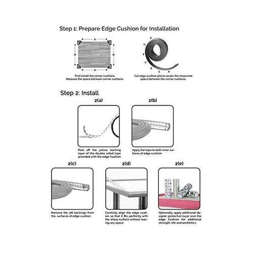 Safe-O-Kid Unique High Density L-Shaped 2mtr Long Mini 2 Edge Guard with 8 Corner Cushions Black - Image 3