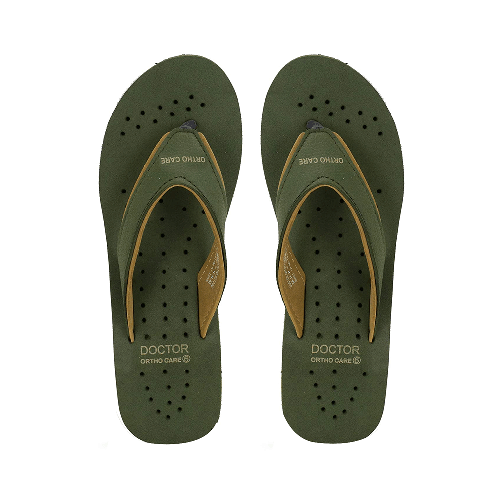 Doctor Extra Soft Orthopaedic Diabetic Pregnancy Comfort Flat Flipflops Slippers For Women 4UK Olive - Image 1