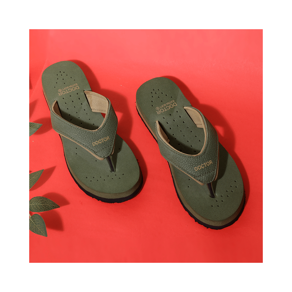 Doctor Extra Soft Orthopaedic Diabetic Pregnancy Comfort Flat Flipflops Slippers For Women 4UK Olive - Image 3