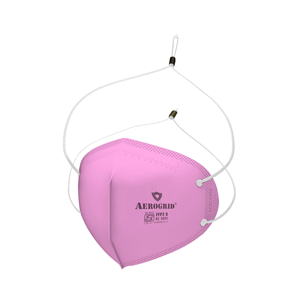 Aerogrid FFP2 6 Layer BIS Certified Premium N95 Mask Pink with Adjustable White Head Loop