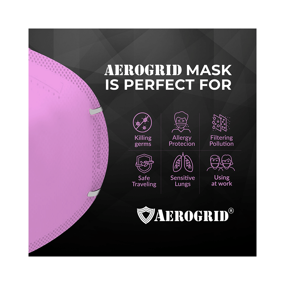 Aerogrid FFP2 6 Layer BIS Certified Premium N95 Mask Pink with Adjustable White Head Loop - Image 4