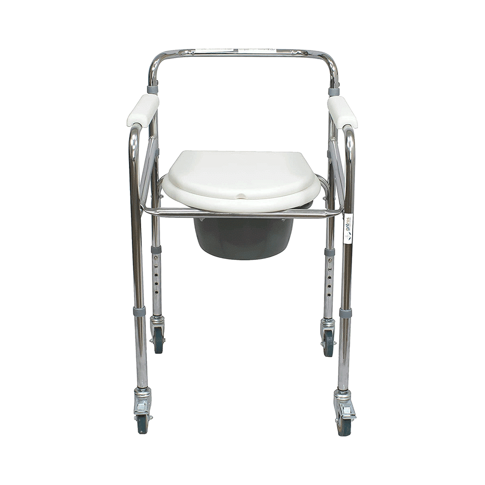 Entros KL696 Premium Steel Height Adjustable Commode Chair with Castors - Image 1