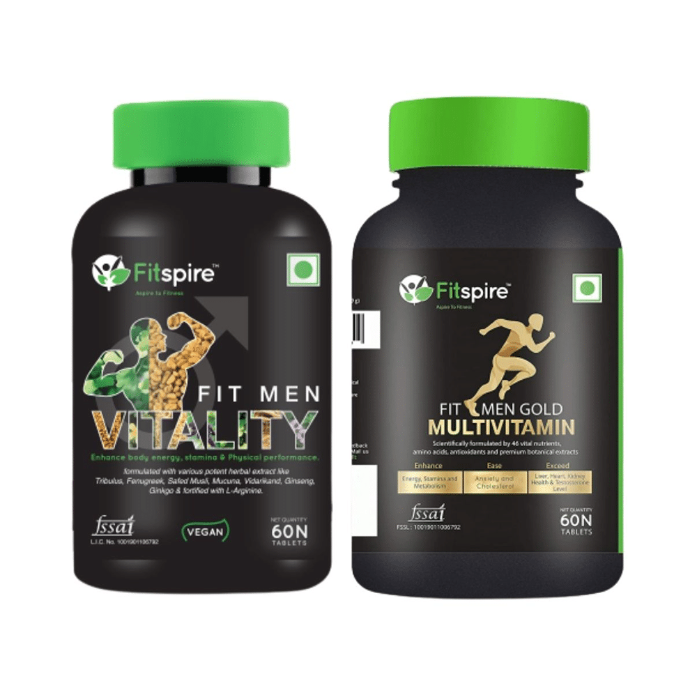 Fitspire Combo Pack of Fit Men Vitality Tablet and Fit Men Gold Multivitamin Tablet (60 Each)