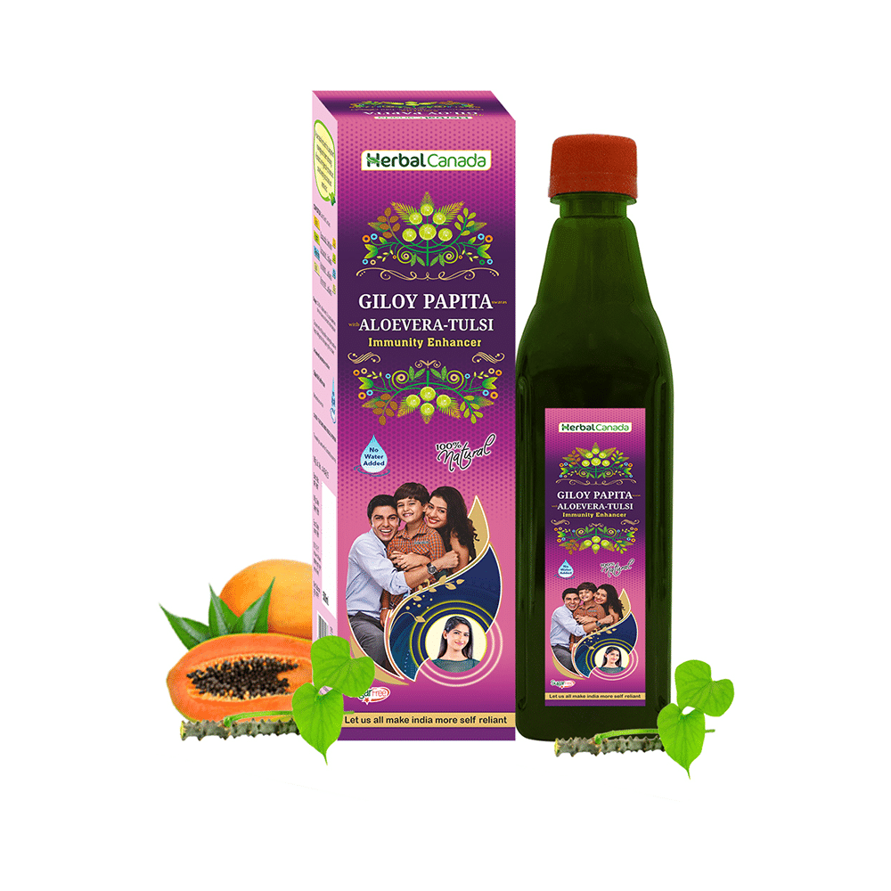 Herbal Canada Giloy Papita Swaras with Aloevera-Tulsi Juice Sugar Free - Image 2