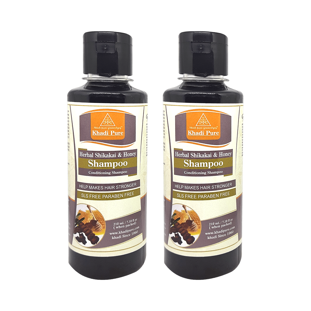 Khadi Pure Herbal Shikakai & Honey Shampoo (210ml Each) SLS & Paraben Free - Image 1