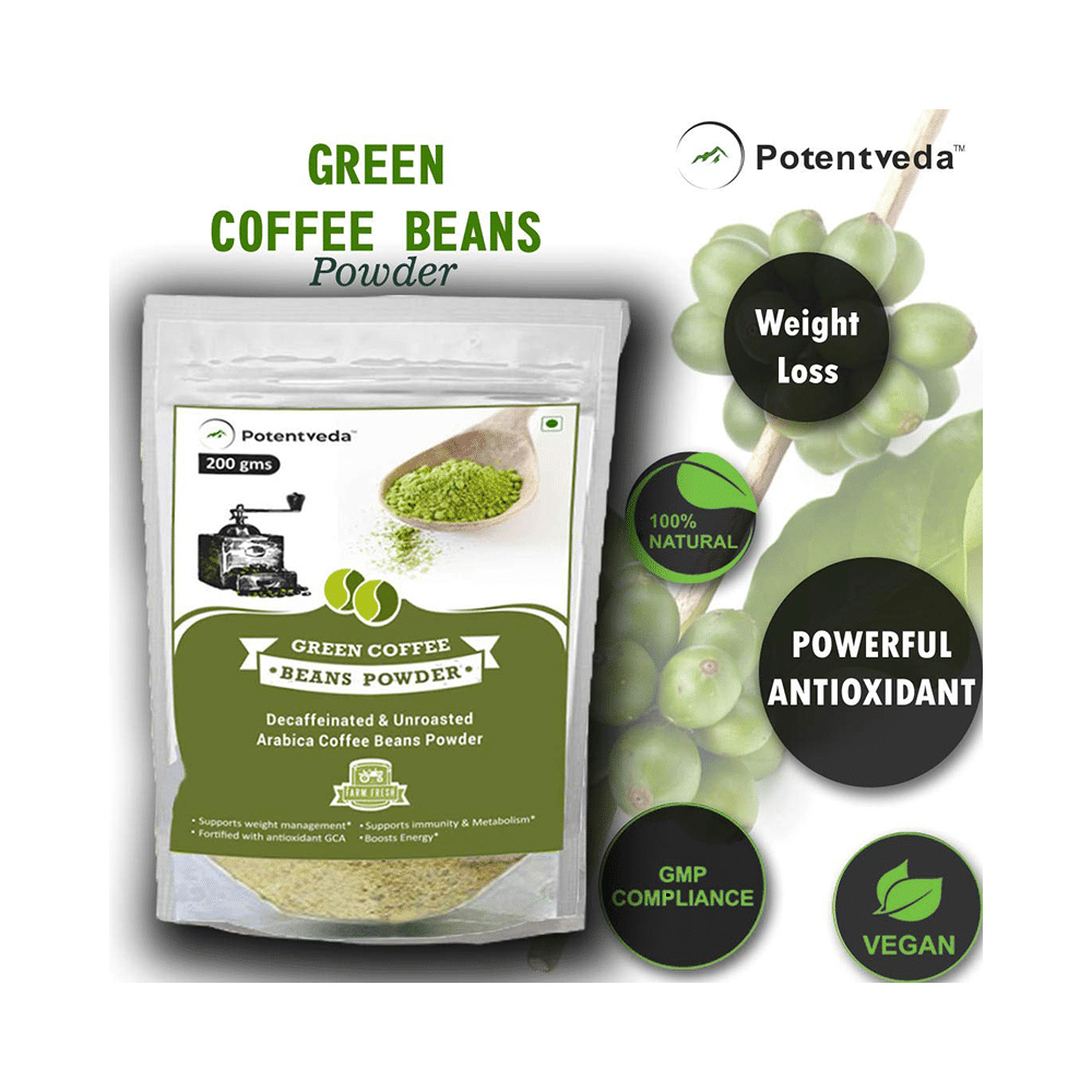 Potentveda Unroasted Arabica Green Coffee Beans Powder - Image 3