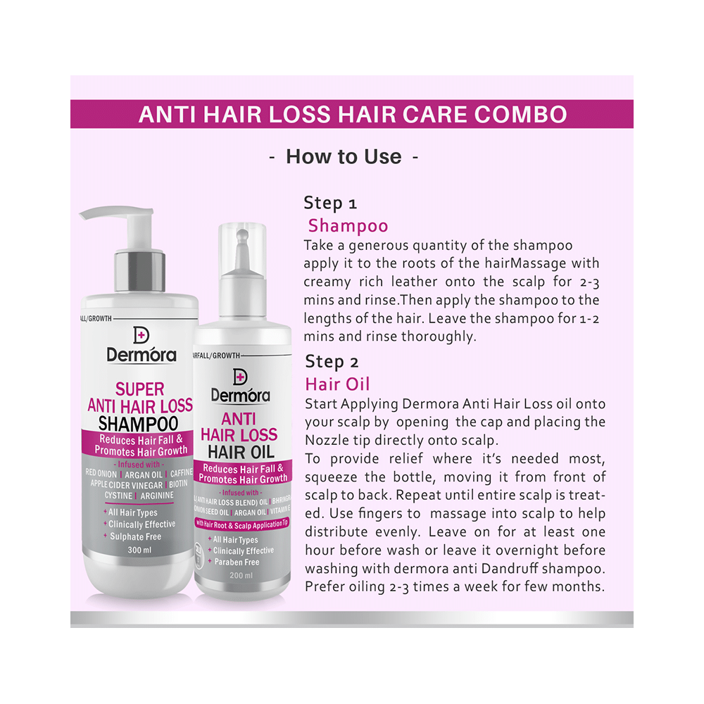 Dermora Combo Pack of Super Anti Hair Loss Shampoo 300ml and Anti Hair loss Hair Oil 200ml - Image 3