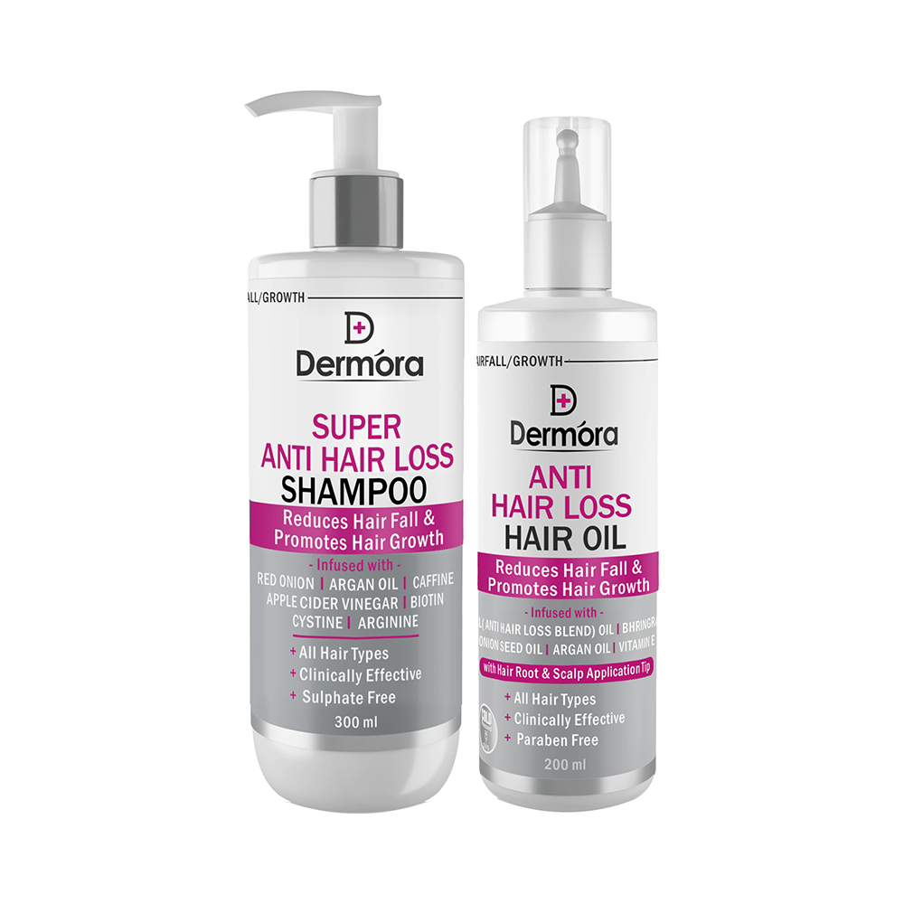 Dermora Combo Pack of Super Anti Hair Loss Shampoo 300ml and Anti Hair loss Hair Oil 200ml - Image 1