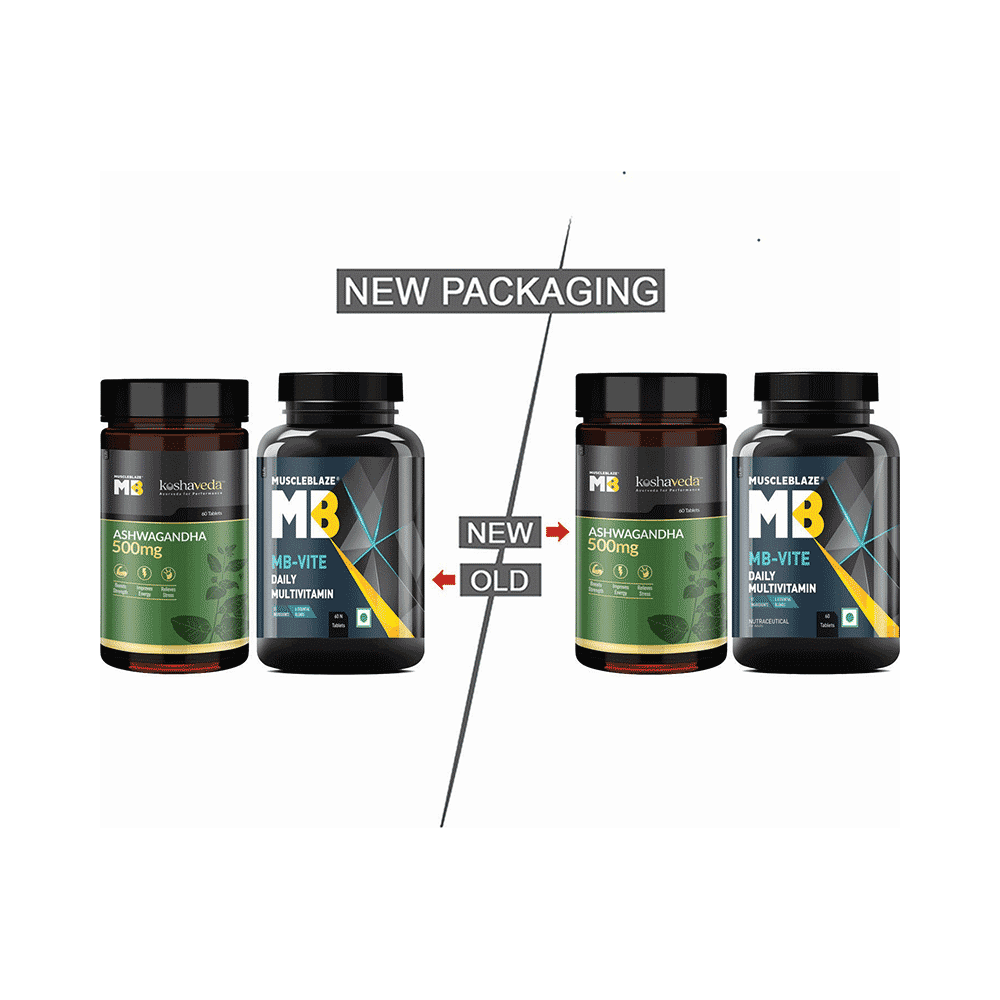 MuscleBlaze MB Combo Pack of Ashwagandha 1000mg Tablet (60) & MB-Vite Multivitamin Tablet (60) - Image 3