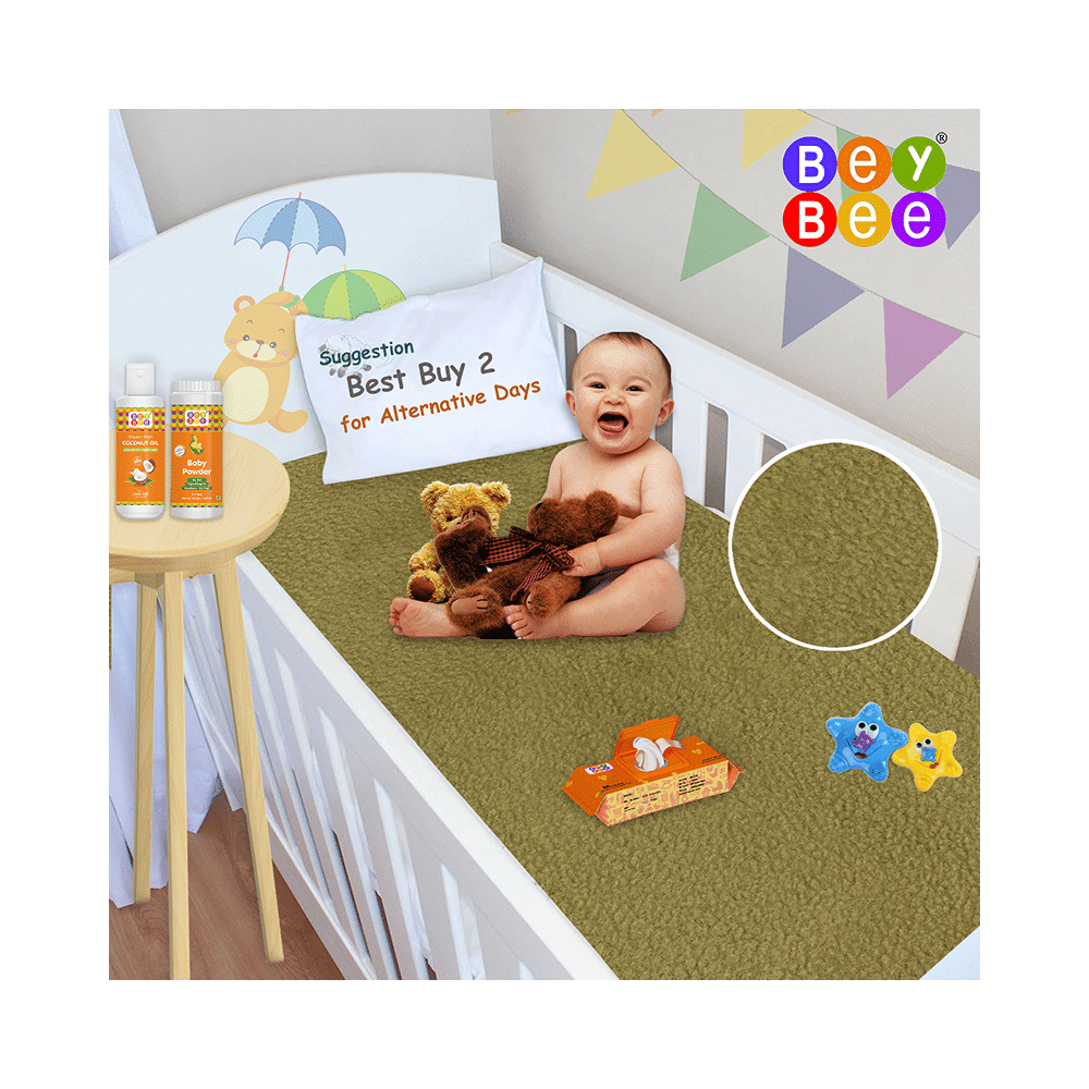 Bey Bee Waterproof Baby Bed Protector Dry Sheet for Toddlers (100cm X 70cm) Medium Golden - Image 2