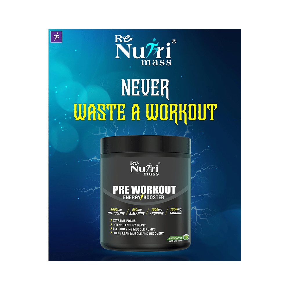 Re Nutri Mass Pre Workout Energy Booster Green Apple - Image 6