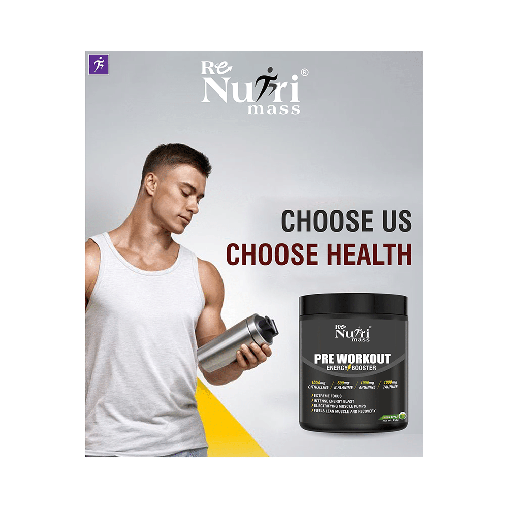 Re Nutri Mass Pre Workout Energy Booster Green Apple - Image 5