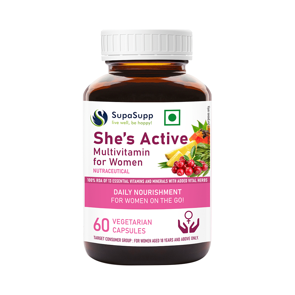Sri Sri Tattva Supasupp upaSupp She's Active - Multivitamin For Women, Daily Nourishment Vegetarian Capsule - Image 1