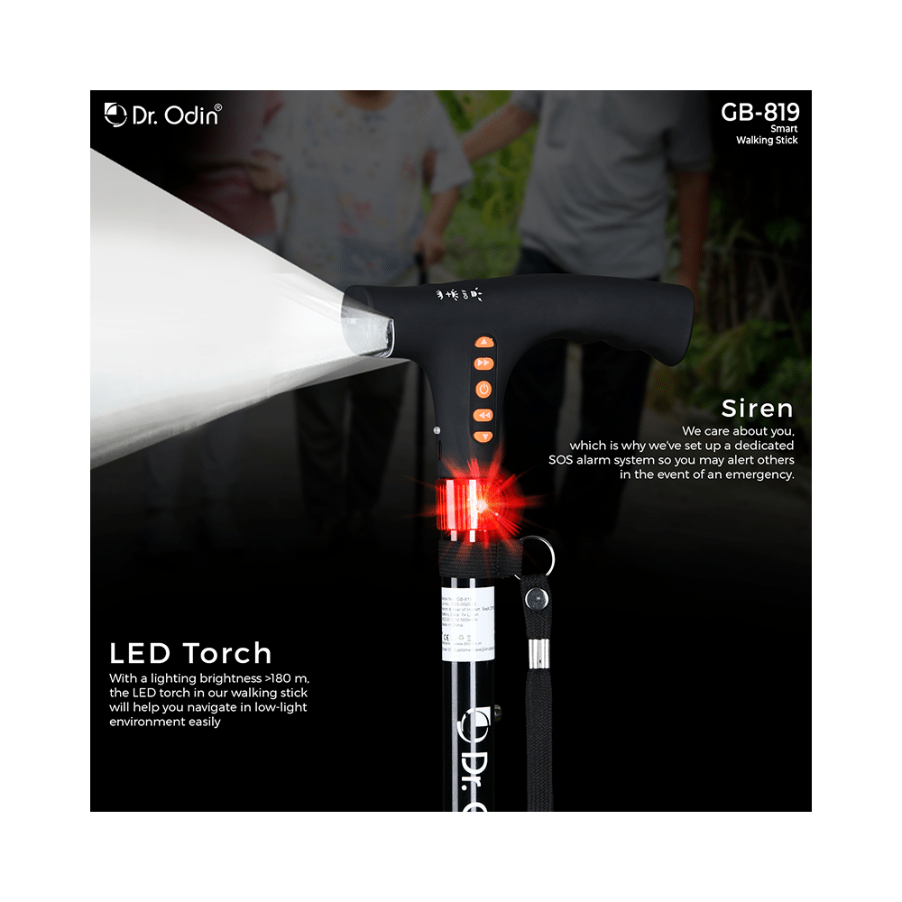 Dr. Odin Foldable Smart Walking Stick With LED Flashlight and Alarm Buzzer - Image 3