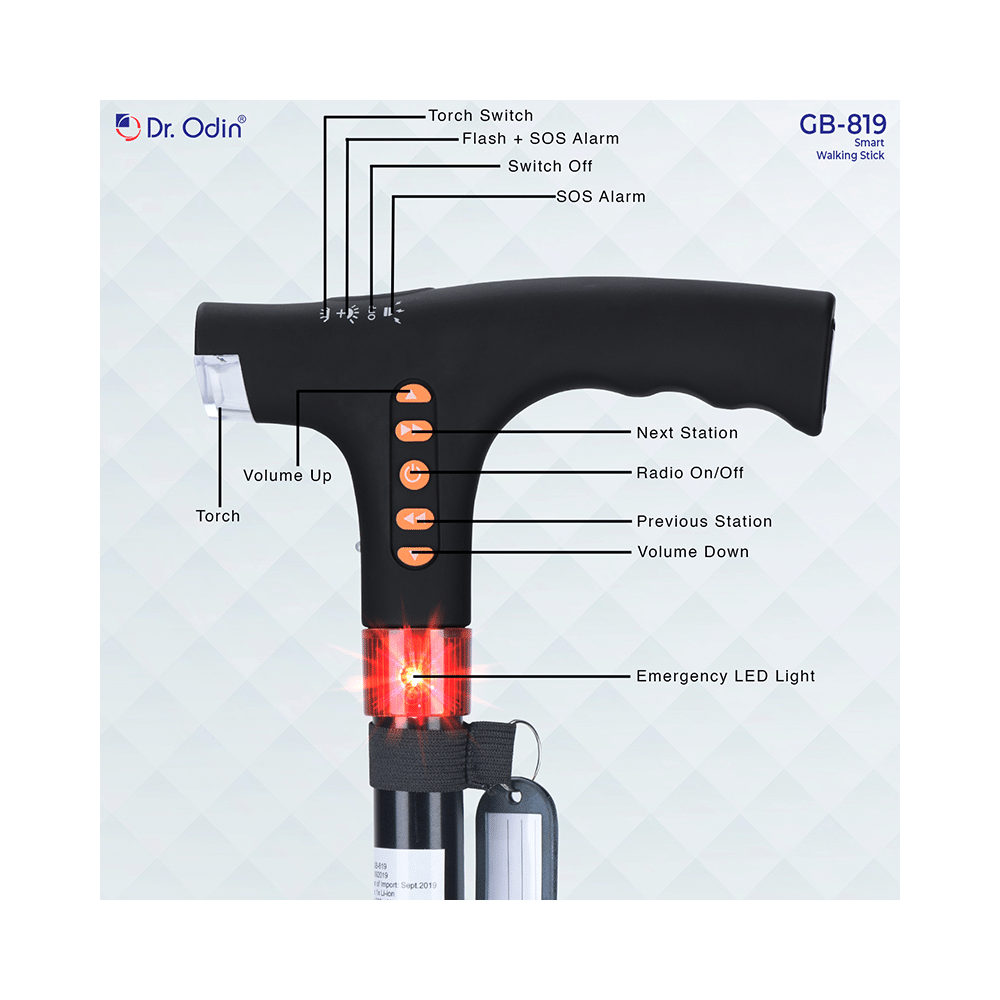 Dr. Odin Foldable Smart Walking Stick With LED Flashlight and Alarm Buzzer - Image 6