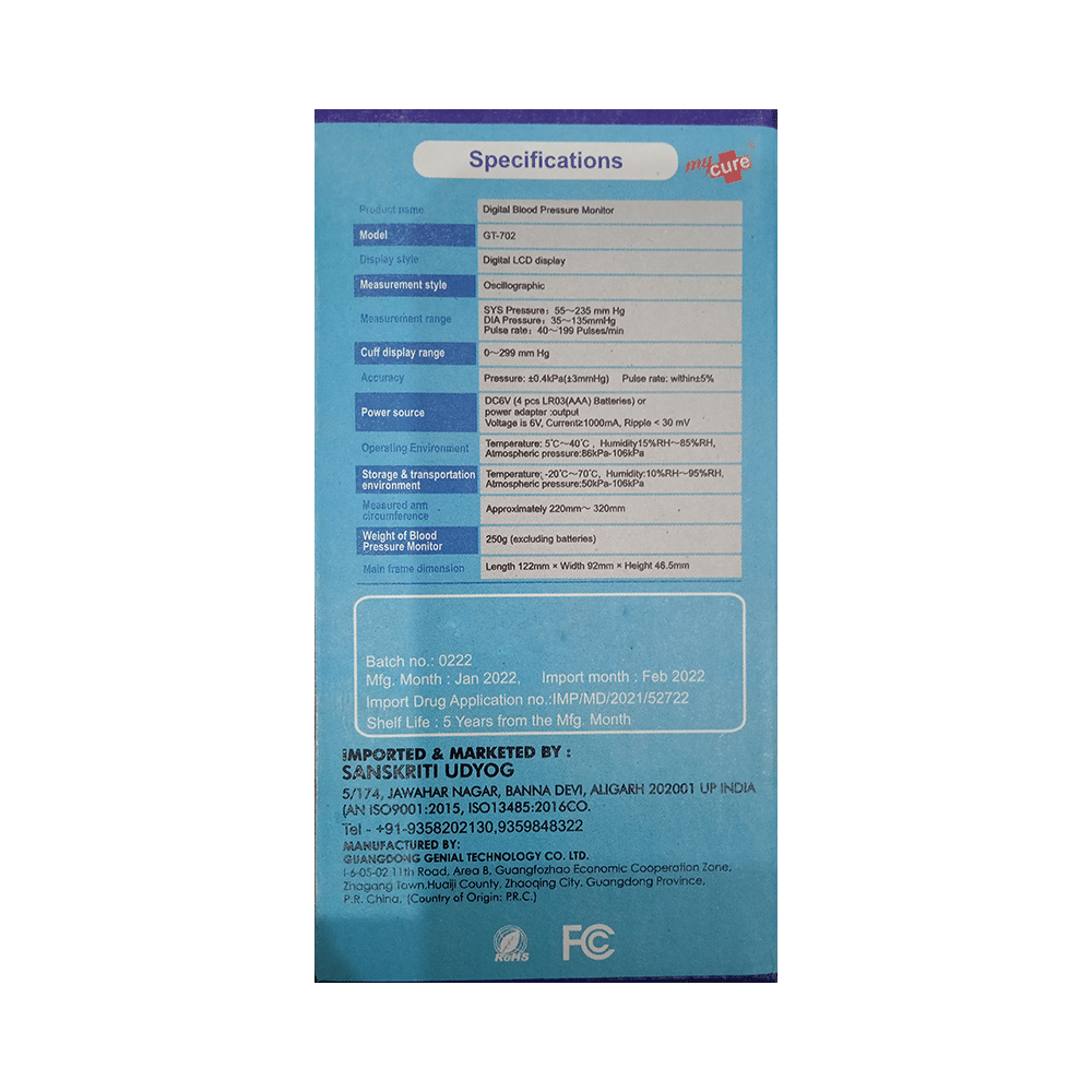 Mycure GT-702 Digital Blood Pressure Monitor - Image 2
