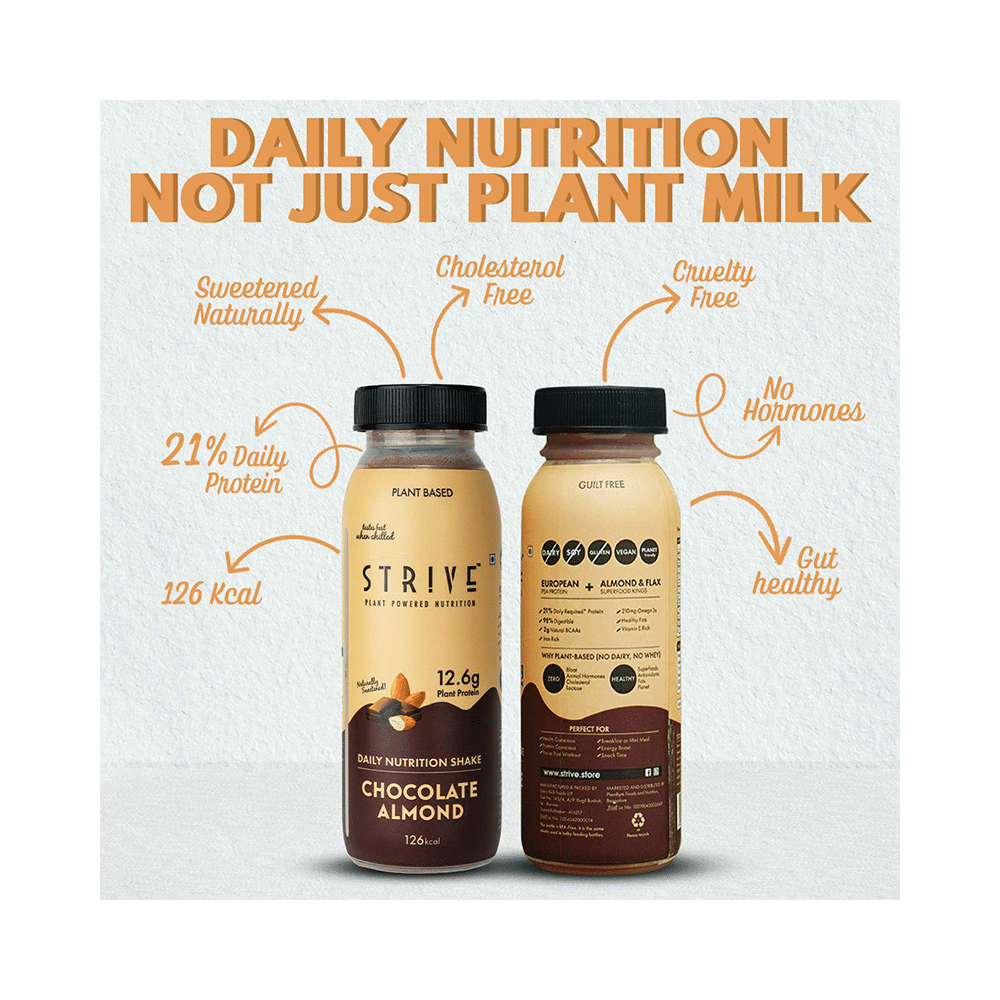 Strive Daily Nutrition Protein Shake (200ml Each) Chocolate Almond - Image 3