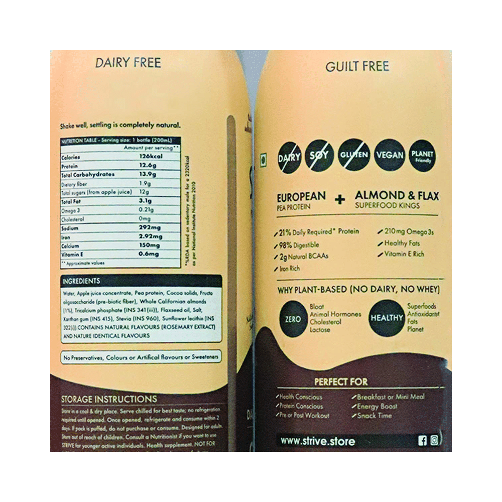 Strive Daily Nutrition Protein Shake (200ml Each) Chocolate Almond - Image 5