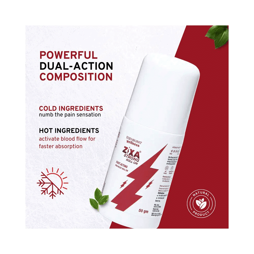 ZIXA Strong Fast Acting Pain Relief Roll On |Dual action | Heals Back Pain, Muscle Pain, Knee Pain, Joint Pain & Headache  (50gm Each) - Image 3