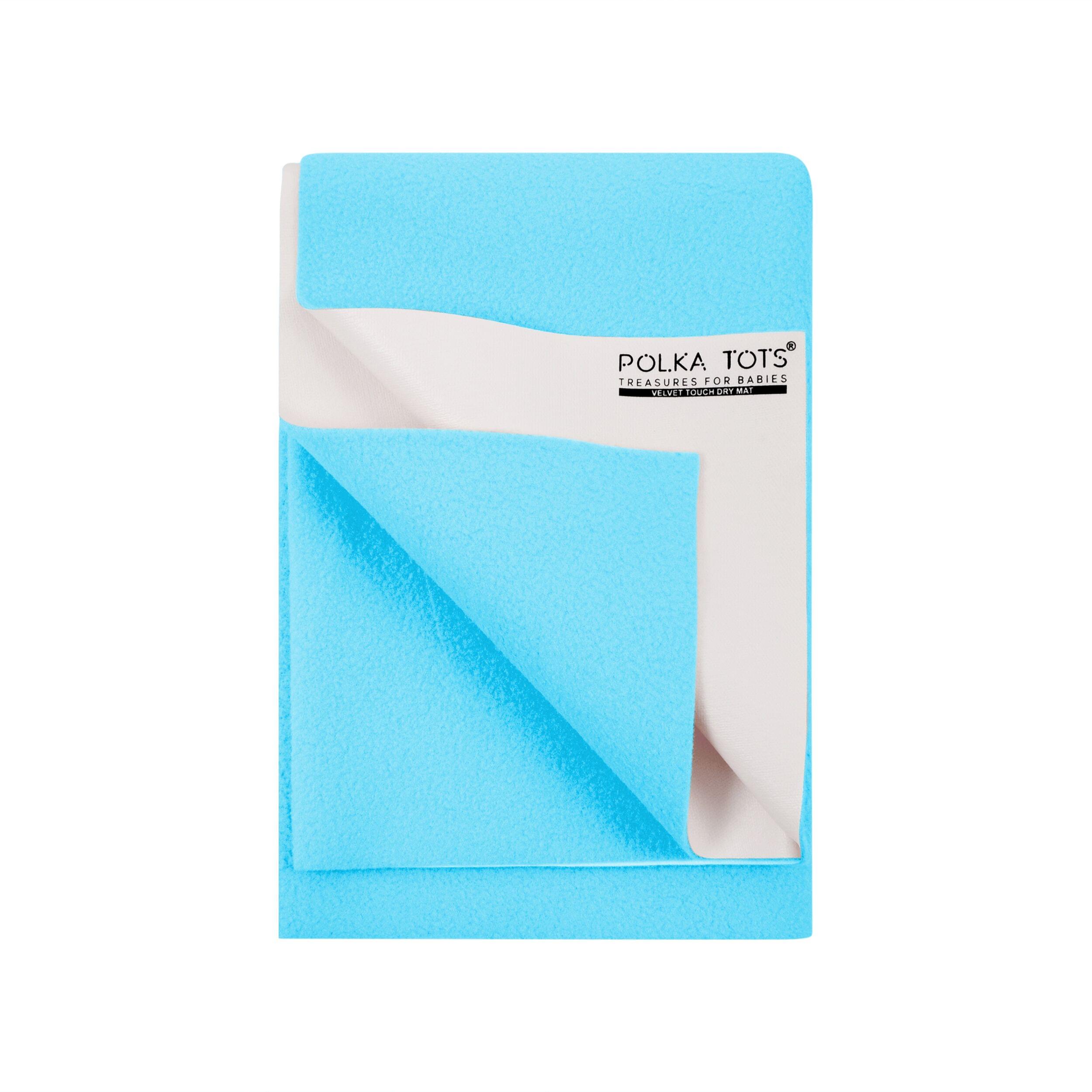 Polka Tots Waterproof & Reusable Dry Mat Bed Protector for New Born Baby Sheet Small Sky Blue - Image 2