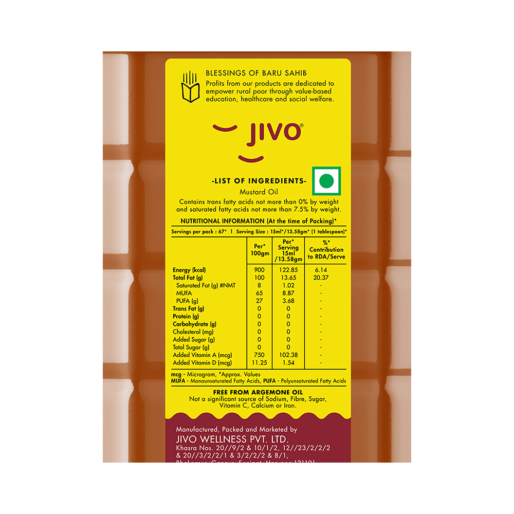 Jivo Cold Pressed Kachi Ghani Mustard Oil - Image 5