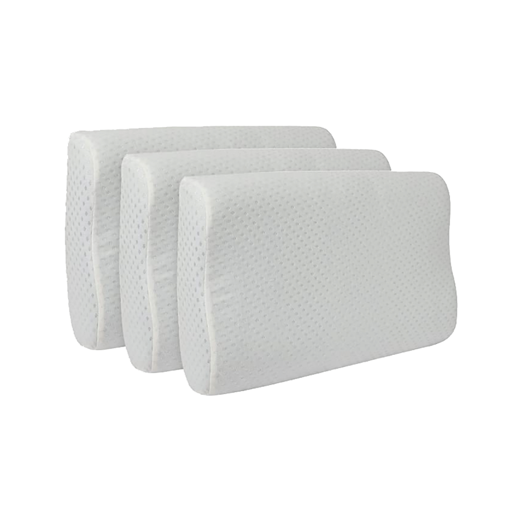 Sleepsia Ventilated Cervical Contour Memory Foam with Cooling Gel Pillow with Washable Cover White - Image 1