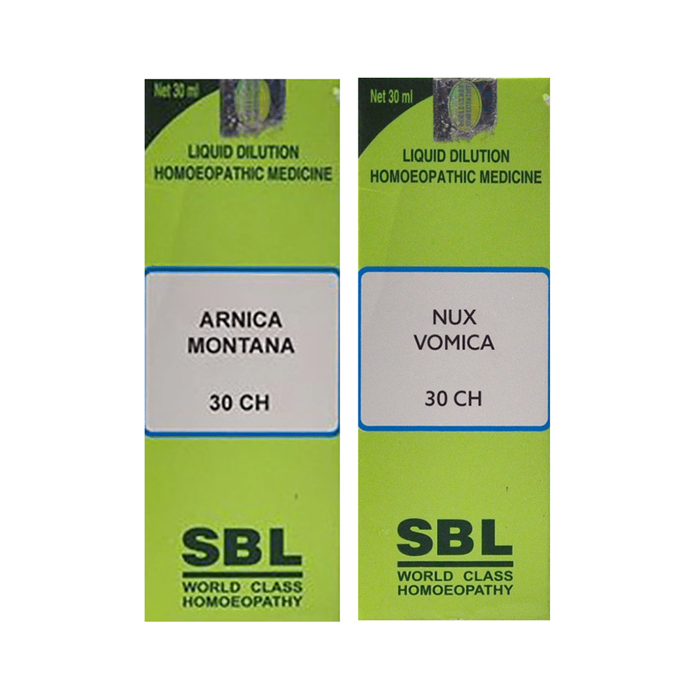 Combo Pack of SBL Nux Vomica Dilution 30 CH & SBL Arnica Montana Dilution 30 CH (30ml Each) - Image 1