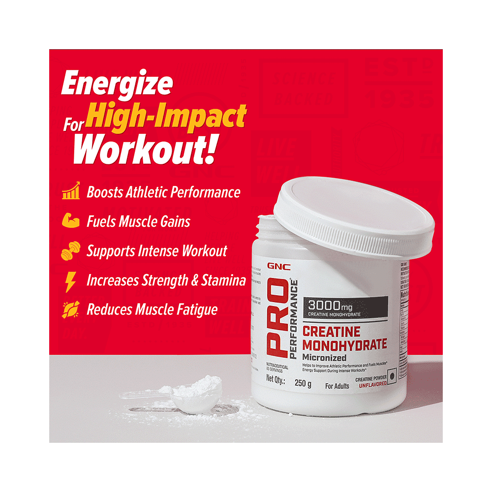 GNC Pro Performance Creatine Monohydrate 3000mg for Performance, Muscle Support & Energy | Powder Unflavoured - Image 5