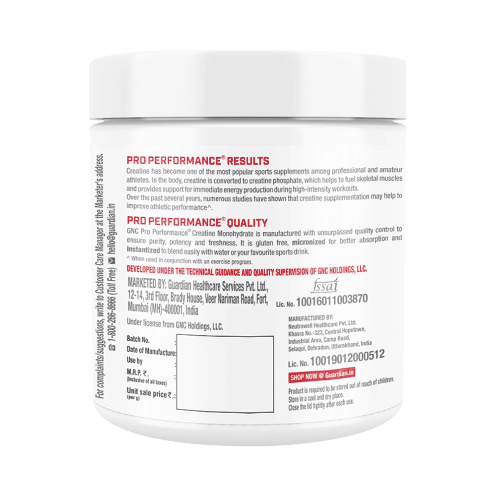 GNC Pro Performance Creatine Monohydrate 3000mg for Performance, Muscle Support & Energy | Powder Unflavoured - Image 3