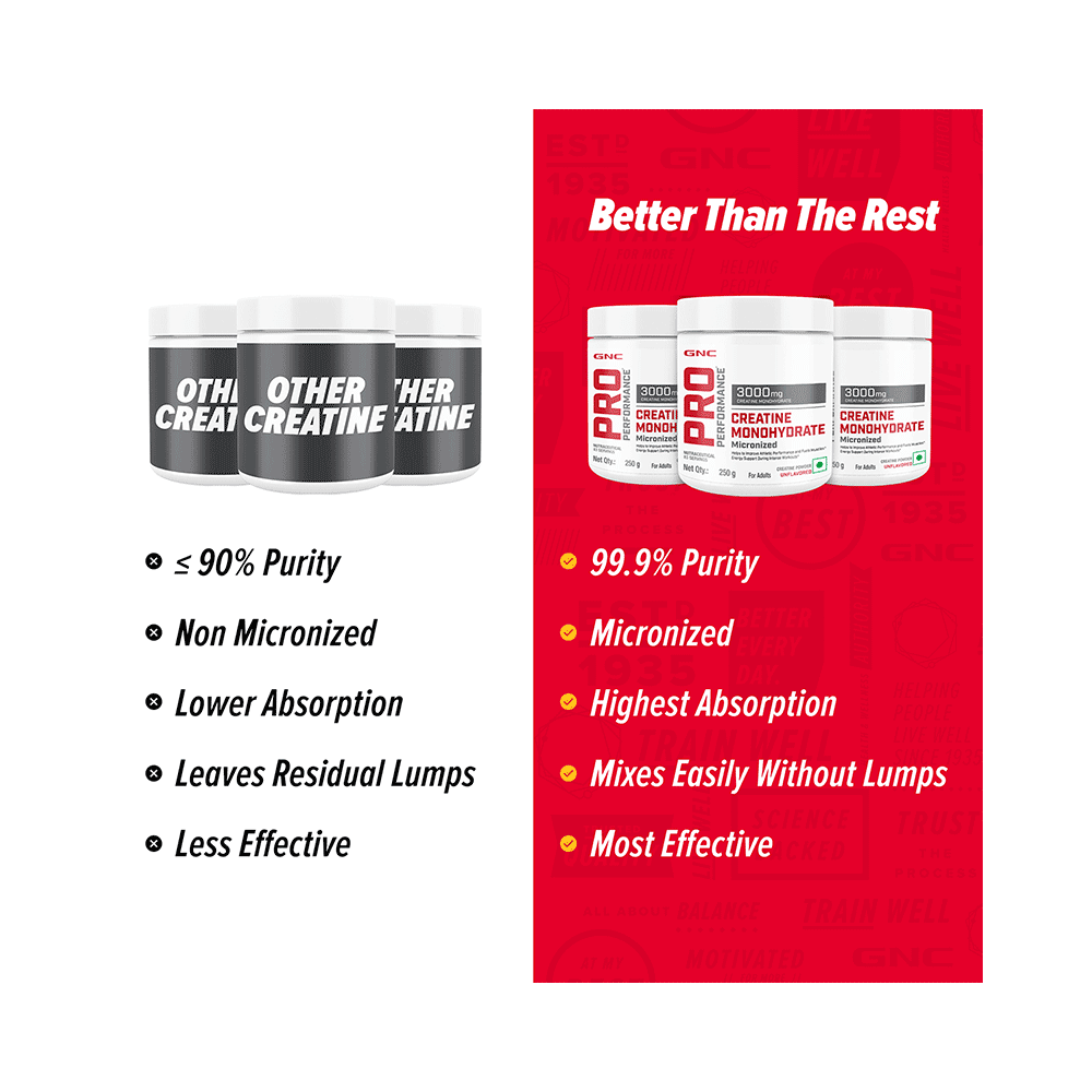 GNC Pro Performance Creatine Monohydrate 3000mg for Performance, Muscle Support & Energy | Powder Unflavoured - Image 7