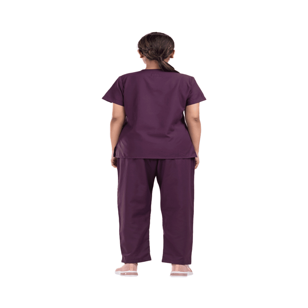 Agarwals  Unisex Wine V-Neck Scrub Suit Top and Bottom Uniform XXXL - Image 4