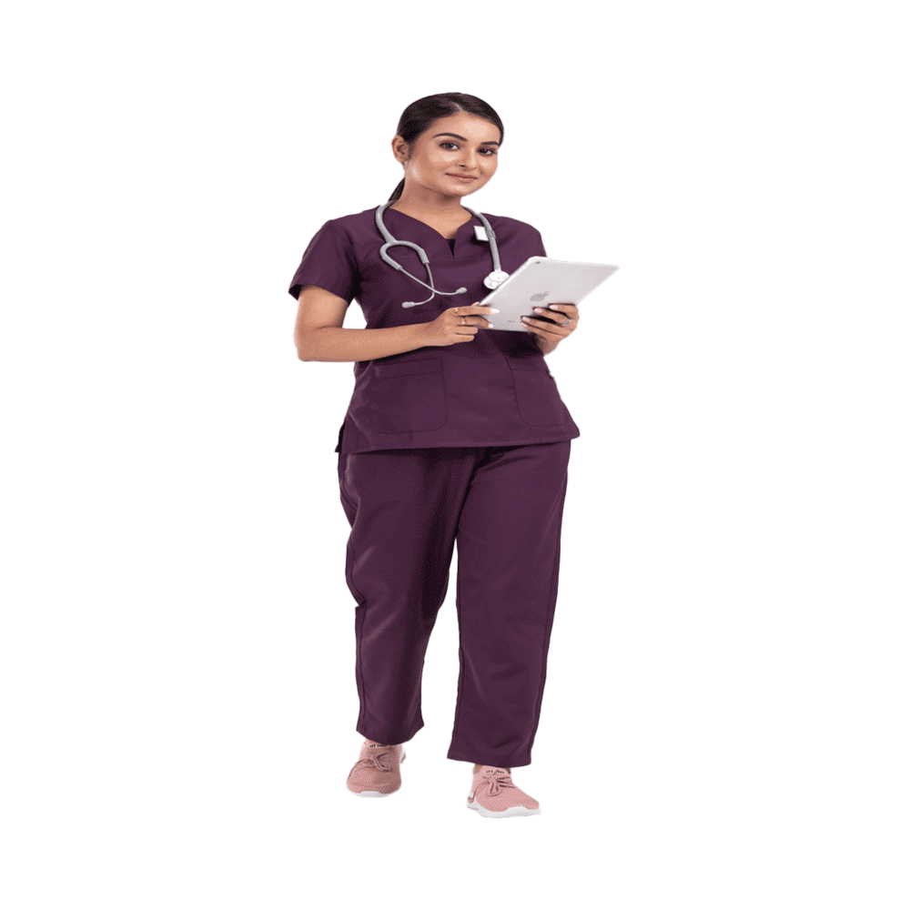 Agarwals  Unisex Wine V-Neck Scrub Suit Top and Bottom Uniform XXXL - Image 5