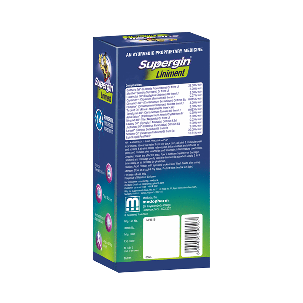 Medopharm Wellness Supergin Liniment Oil for Joint, Muscle, Back, Shoulder and Arthritis Pain - Image 3