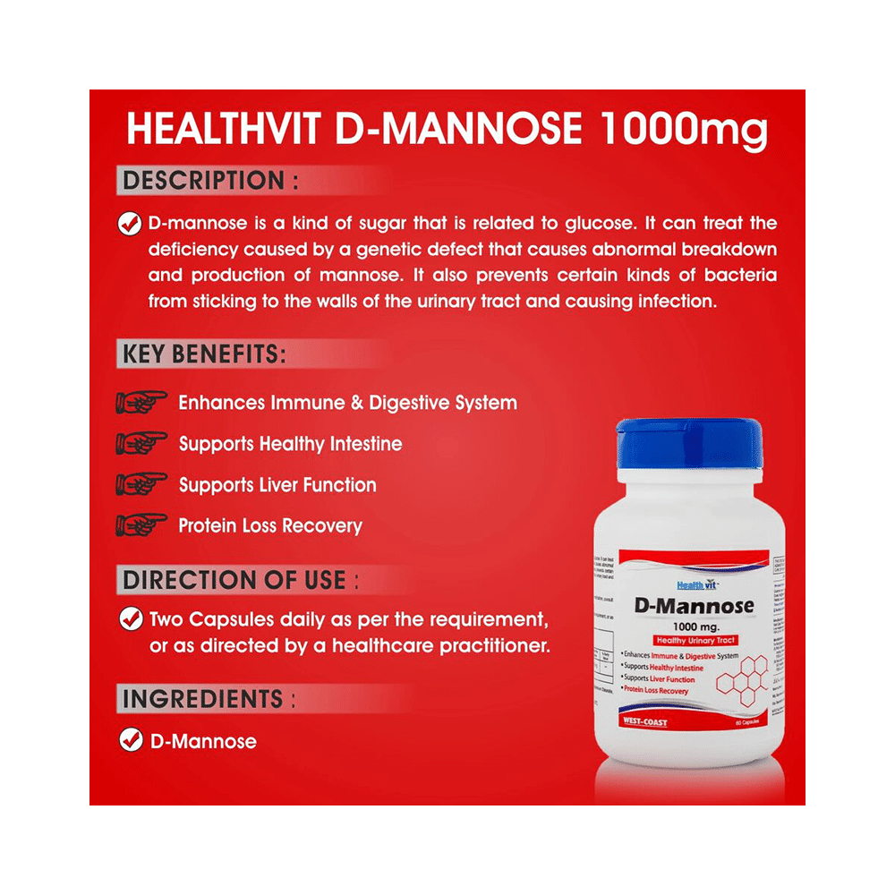 HealthVit D-Mannose 1000mg Capsule - Image 5