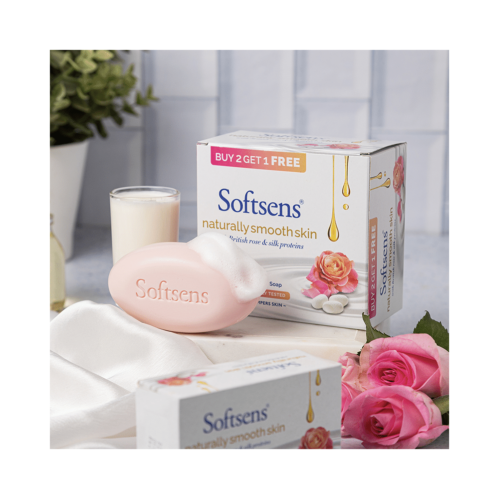 Softsens Naturally Smooth Skin Soap with British Rose & Silk Proteins (100gm Each) Buy 2 Get 1 Free - Image 5