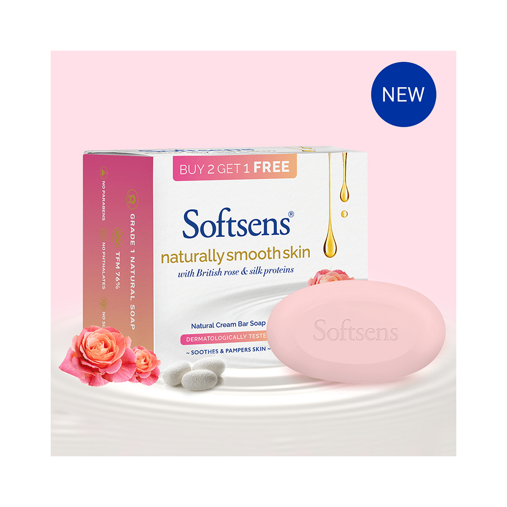 Softsens Naturally Smooth Skin Soap with British Rose & Silk Proteins (100gm Each) Buy 2 Get 1 Free - Image 2