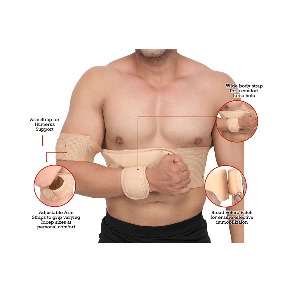 HealthAndYoga GuardNHeal Shoulder and Arm Immobilizer Brace Beige 40-44 inches - Image 3