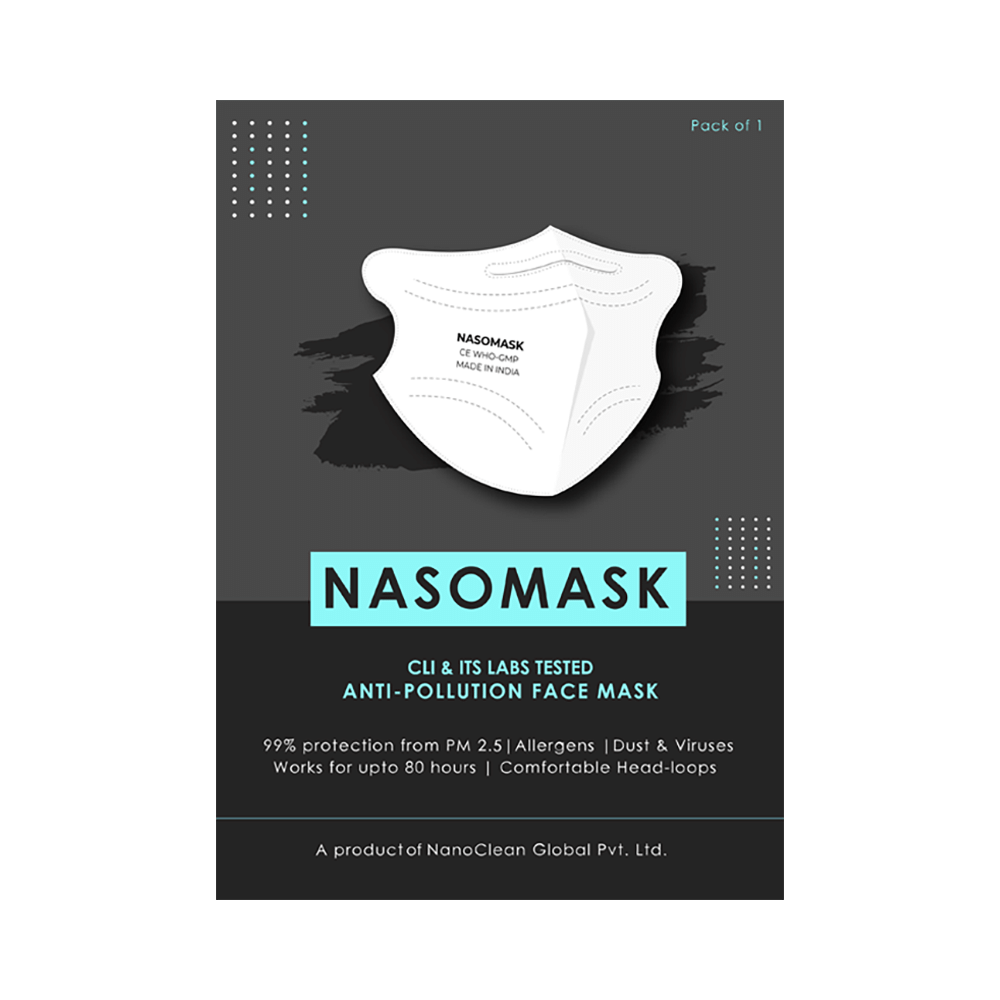 Nasomask N95 Anti-Pollution Face Mask with Headloop New Design White - Image 1
