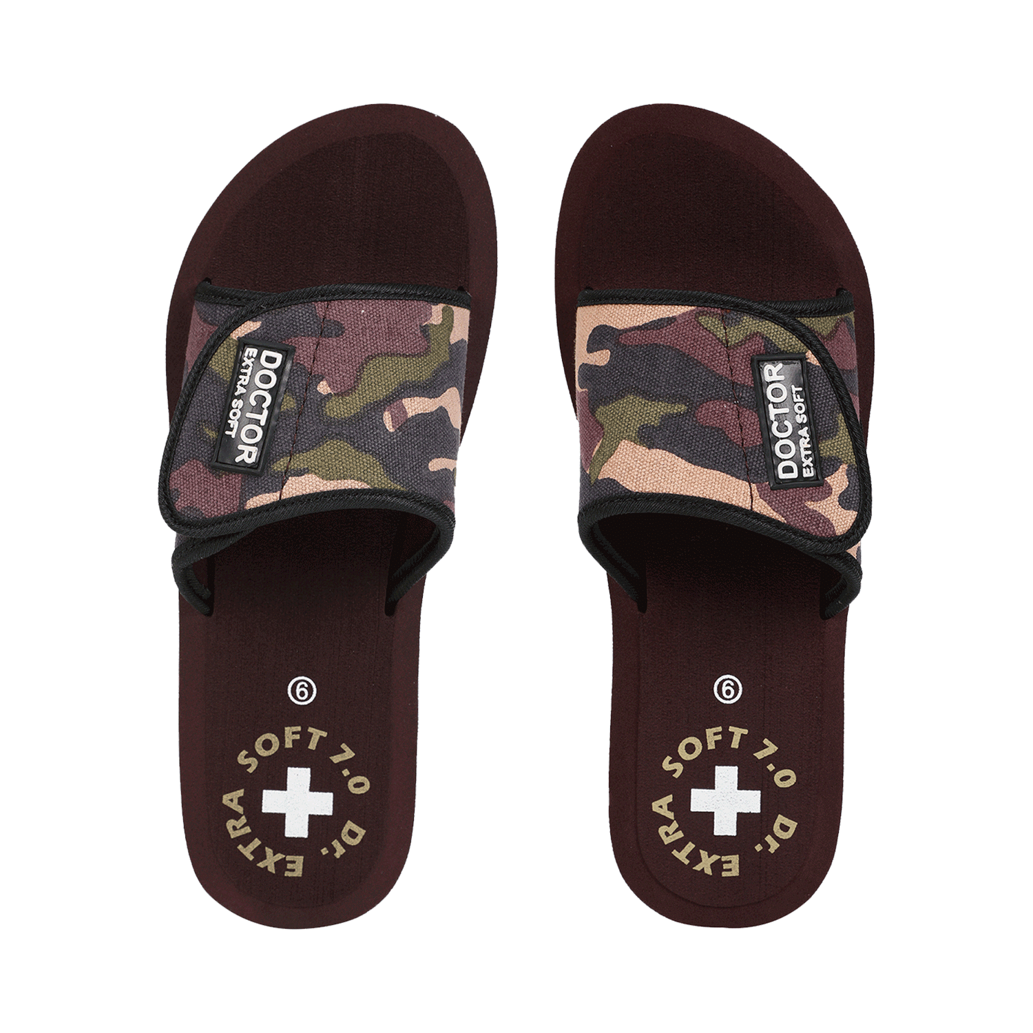 Doctor Extra Soft D 54 Women's Camo Care Orthopaedic and Diabetic Adjustable Strap Slipper Brown 6 - Image 1