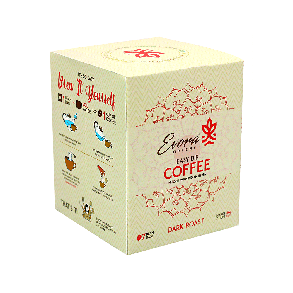 Evora Greens Easy Dip Coffee Bean Bag (12.5gm Each) Dark Roast - Image 1